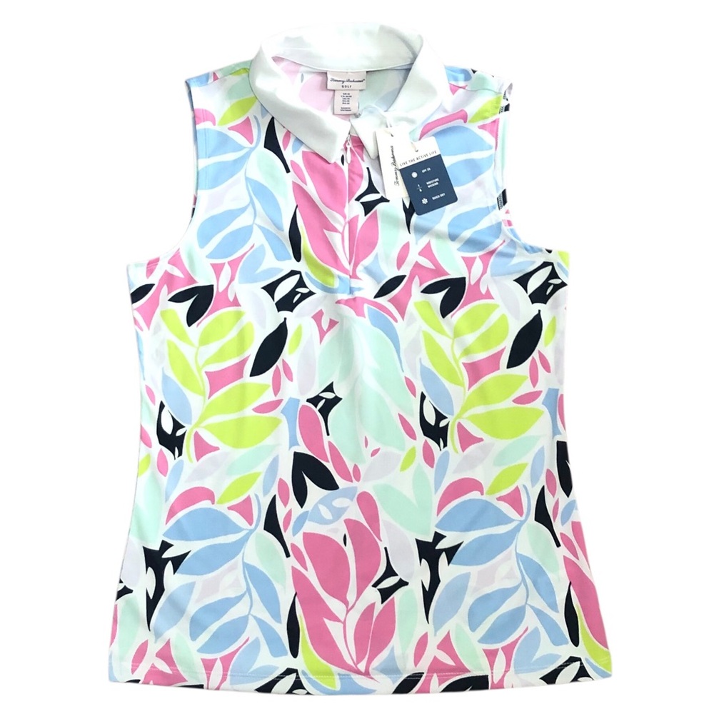 Tommy Bahama Golf Top Shirt 1/4 Zip Sleeveless UPF 50 Moisture Wicking New